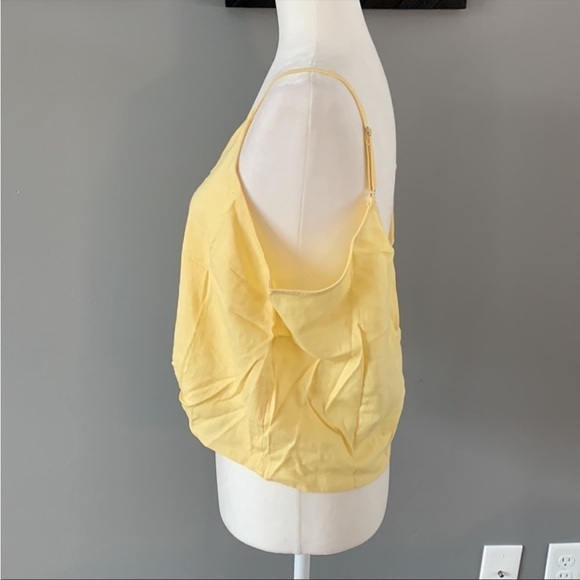 Le Lis Yellow Linen Blend Crop Top Tie Up Tank - Picture 5 of 10